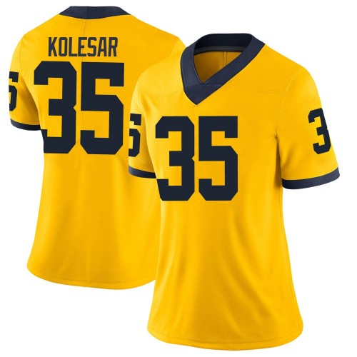 Caden Kolesar Michigan Wolverines Women's NCAA #35 Maize Limited Brand Jordan College Stitched Football Jersey CZN3654SE